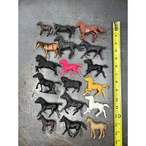 Large Vintage Lot of Multicolored Western Playset Horses Marx MPC Dulcop